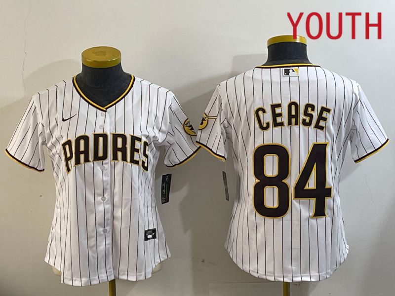 Youth San Diego Padres #84 Cease White Stripe Game 2024 Nike MLB Jersey style 11202